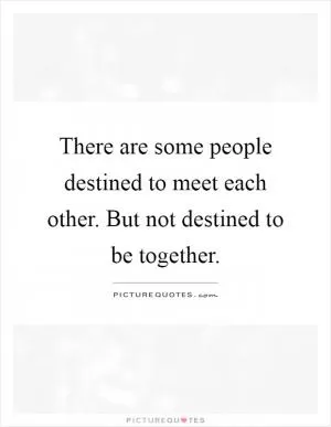 There are some people destined to meet each other. But not destined to be together Picture Quote #1