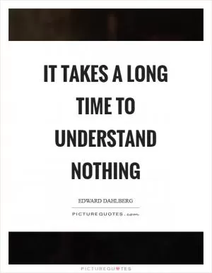 It takes a long time to understand nothing Picture Quote #1