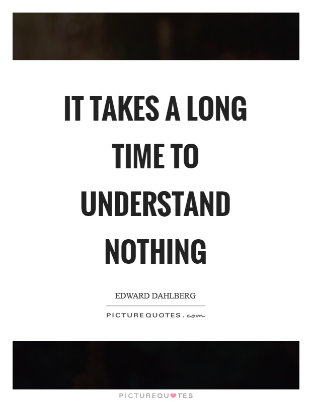 It takes a long time to understand nothing Picture Quote #1