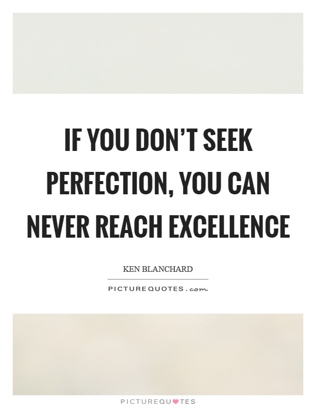 If you don't seek perfection, you can never reach excellence Picture Quote #1
