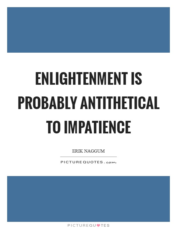 Enlightenment is probably antithetical to impatience Picture Quote #1