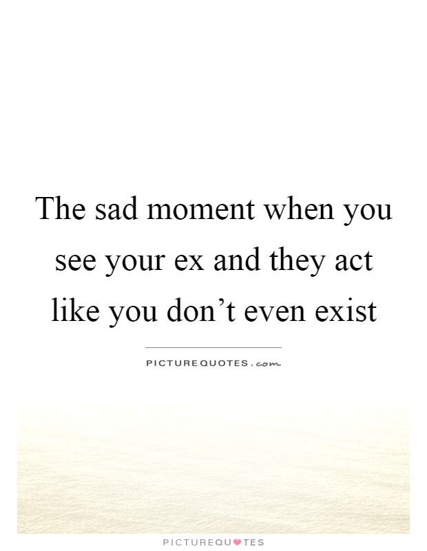 The sad moment when you see your ex and they act like you don't even exist Picture Quote #1