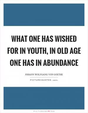 What one has wished for in youth, in old age one has in abundance Picture Quote #1