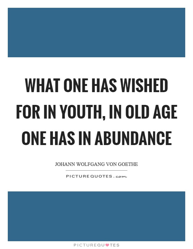 What one has wished for in youth, in old age one has in abundance Picture Quote #1