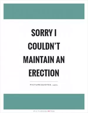 Sorry I couldn’t maintain an erection Picture Quote #1