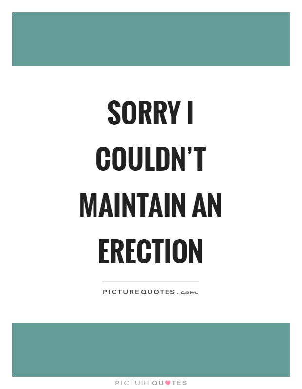 Sorry I couldn't maintain an erection Picture Quote #1