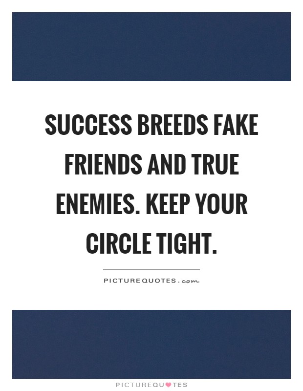 Success breeds fake friends and true enemies. Keep your circle tight Picture Quote #1