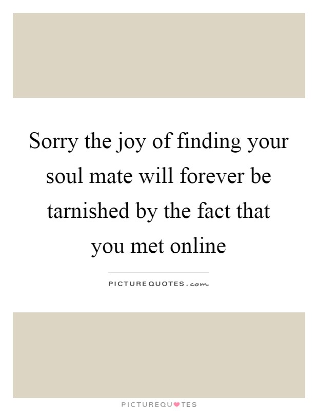 Sorry the joy of finding your soul mate will forever be tarnished by the fact that you met online Picture Quote #1