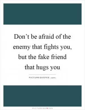 Don’t be afraid of the enemy that fights you, but the fake friend that hugs you Picture Quote #1