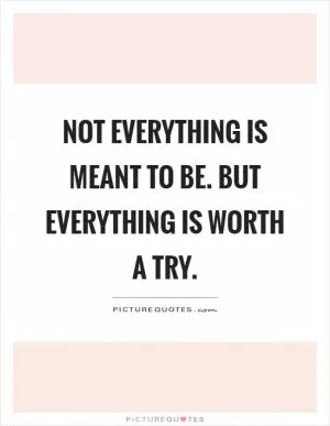 Not everything is meant to be. But everything is worth a try Picture Quote #1