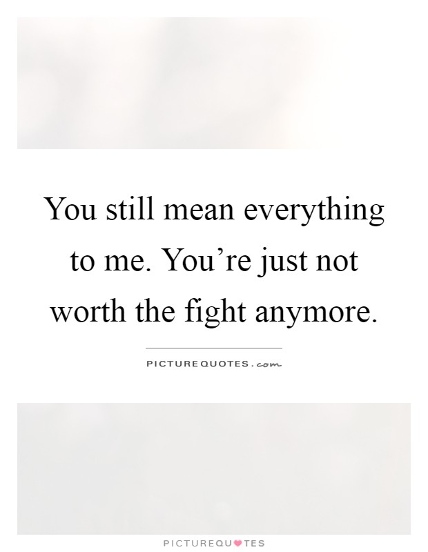 You still mean everything to me. You're just not worth the fight anymore Picture Quote #1
