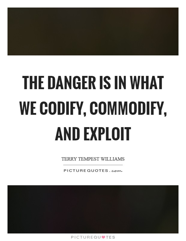 The danger is in what we codify, commodify, and exploit Picture Quote #1