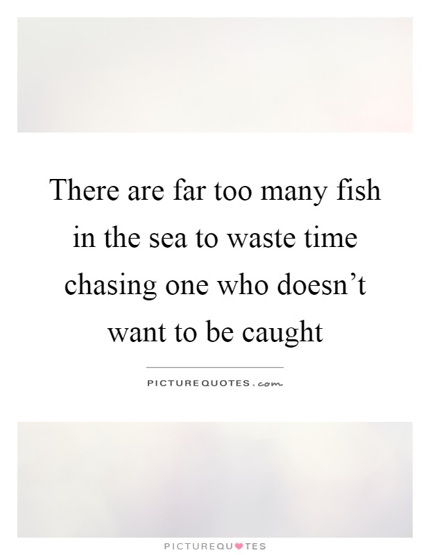 There are far too many fish in the sea to waste time chasing one who doesn't want to be caught Picture Quote #1