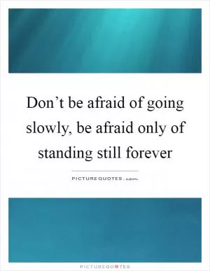 Don’t be afraid of going slowly, be afraid only of standing still forever Picture Quote #1