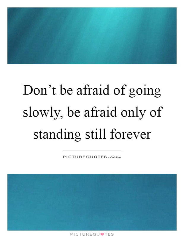 Don't be afraid of going slowly, be afraid only of standing still forever Picture Quote #1
