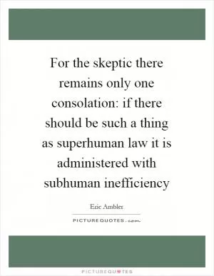 For the skeptic there remains only one consolation: if there should be such a thing as superhuman law it is administered with subhuman inefficiency Picture Quote #1
