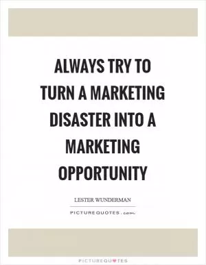 Always try to turn a marketing disaster into a marketing opportunity Picture Quote #1