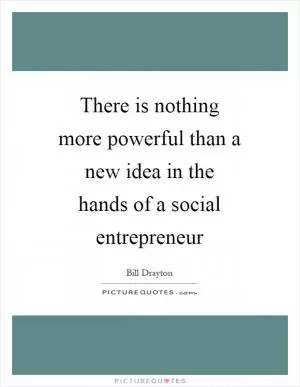 There is nothing more powerful than a new idea in the hands of a social entrepreneur Picture Quote #1