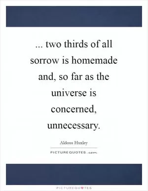 ... two thirds of all sorrow is homemade and, so far as the universe is concerned, unnecessary Picture Quote #1