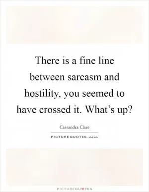 There is a fine line between sarcasm and hostility, you seemed to have crossed it. What’s up? Picture Quote #1