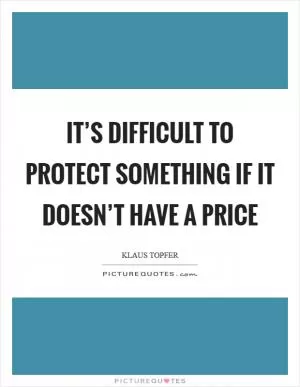 It’s difficult to protect something if it doesn’t have a price Picture Quote #1
