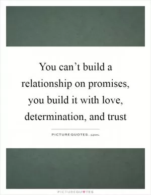 You can’t build a relationship on promises, you build it with love, determination, and trust Picture Quote #1