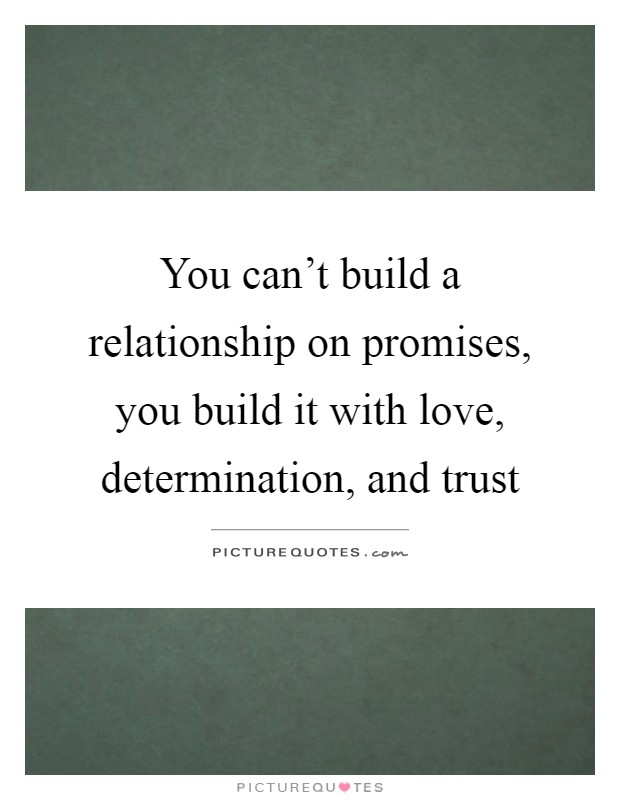 You can't build a relationship on promises, you build it with love, determination, and trust Picture Quote #1