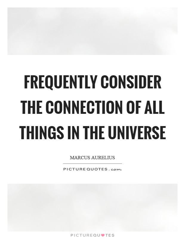 Frequently consider the connection of all things in the universe Picture Quote #1