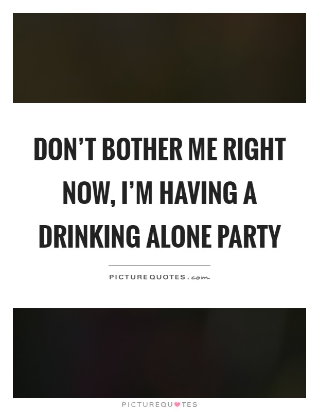 Don't bother me right now, I'm having a drinking alone party Picture Quote #1