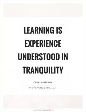 Learning is experience understood in tranquility Picture Quote #1