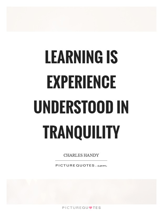 Learning is experience understood in tranquility Picture Quote #1