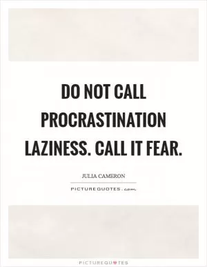 Do not call procrastination laziness. Call it fear Picture Quote #1