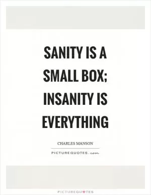 Sanity is a small box; insanity is everything Picture Quote #1