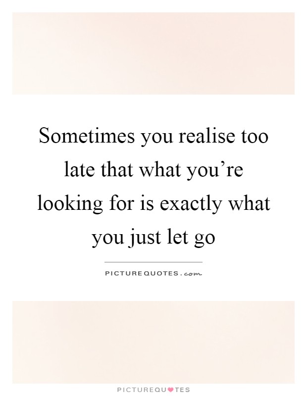 Sometimes you realise too late that what you're looking for is exactly what you just let go Picture Quote #1