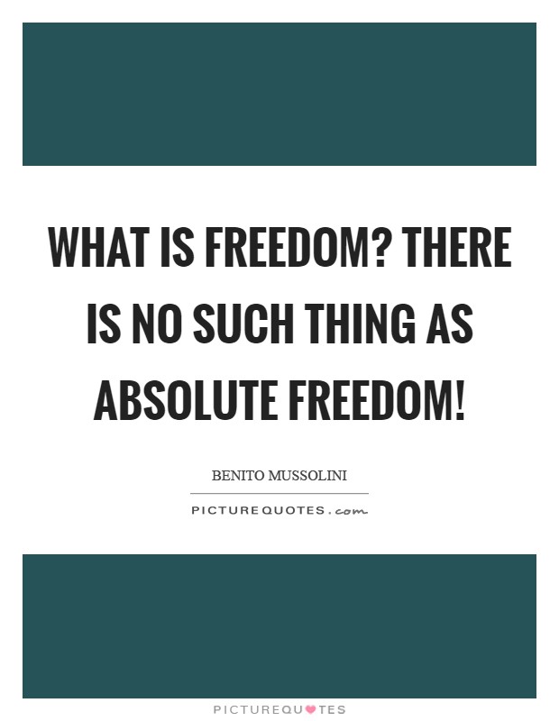 What is freedom? There is no such thing as absolute freedom! Picture Quote #1