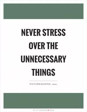Never stress over the unnecessary things Picture Quote #1
