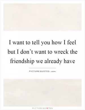 I want to tell you how I feel but I don’t want to wreck the friendship we already have Picture Quote #1