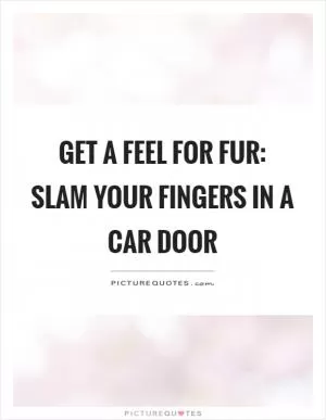 Get a feel for fur: Slam your fingers in a car door Picture Quote #1