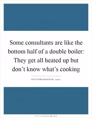 Some consultants are like the bottom half of a double boiler: They get all heated up but don’t know what’s cooking Picture Quote #1