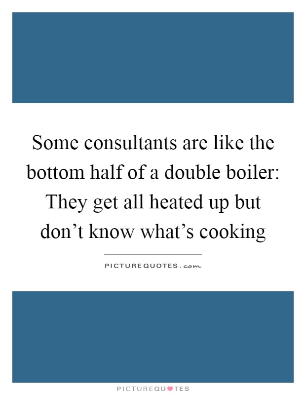 Some consultants are like the bottom half of a double boiler: They get all heated up but don't know what's cooking Picture Quote #1
