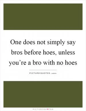 One does not simply say bros before hoes, unless you’re a bro with no hoes Picture Quote #1