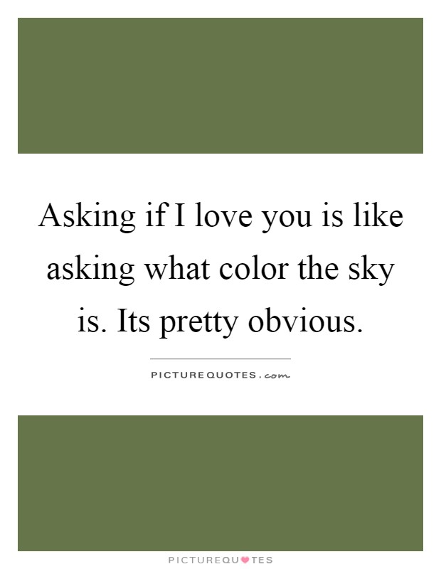 Asking if I love you is like asking what color the sky is. Its pretty obvious Picture Quote #1