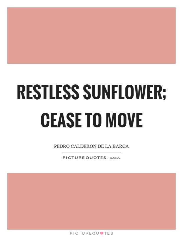 Restless sunflower; cease to move Picture Quote #1