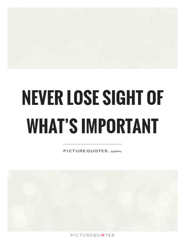 Never lose sight of what's important Picture Quote #1