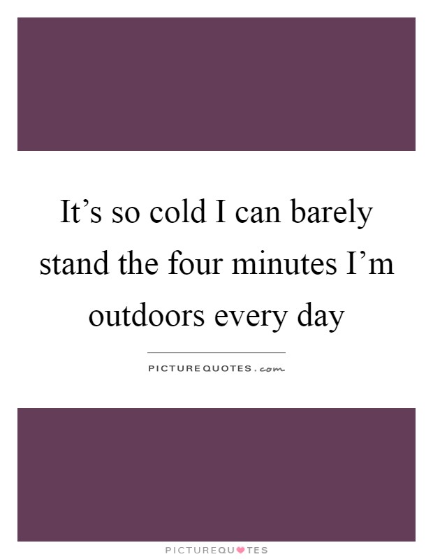 It's so cold I can barely stand the four minutes I'm outdoors every day Picture Quote #1
