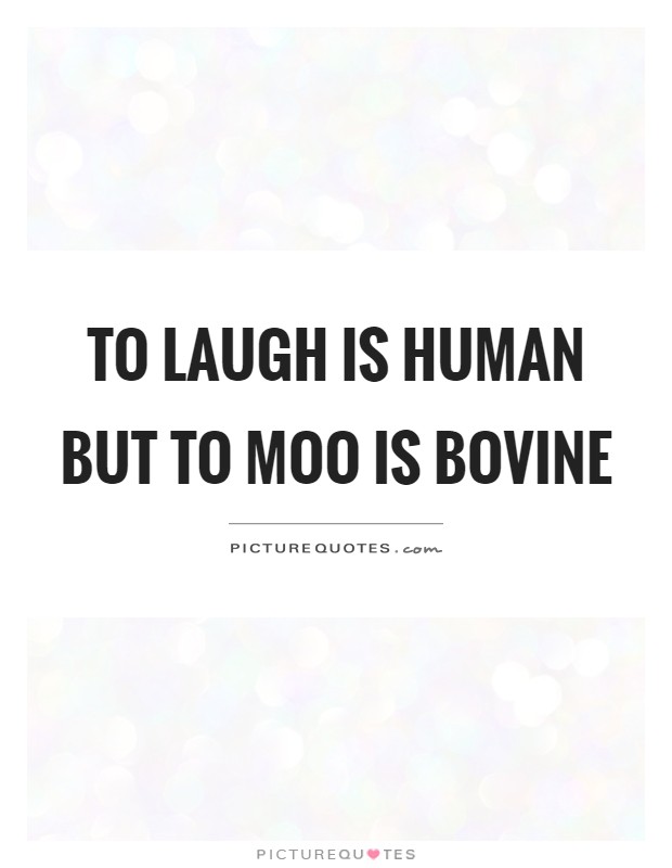 To laugh is human but to moo is bovine Picture Quote #1