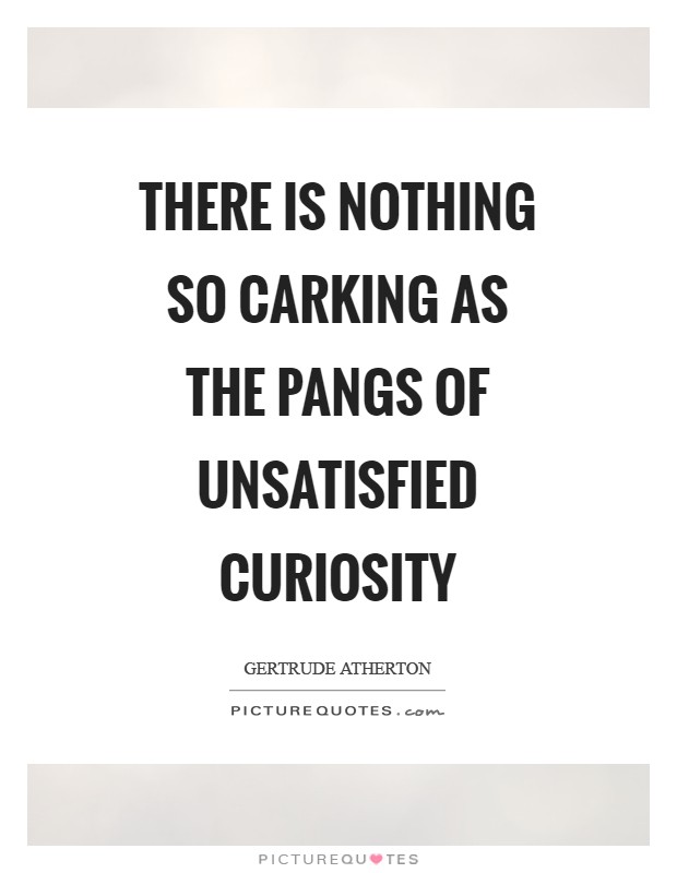 There is nothing so carking as the pangs of unsatisfied curiosity Picture Quote #1