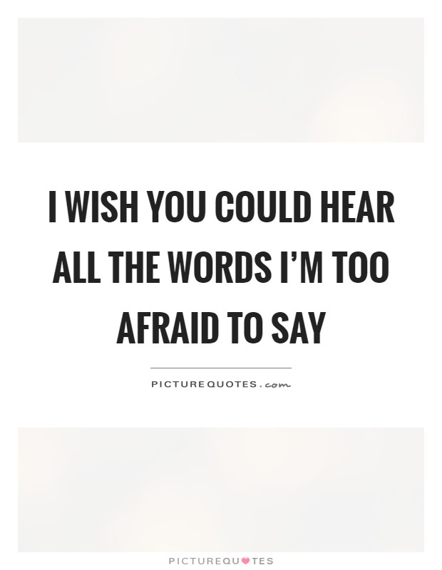 I wish you could hear all the words I'm too afraid to say Picture Quote #1