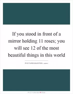 If you stood in front of a mirror holding 11 roses; you will see 12 of the most beautiful things in this world Picture Quote #1