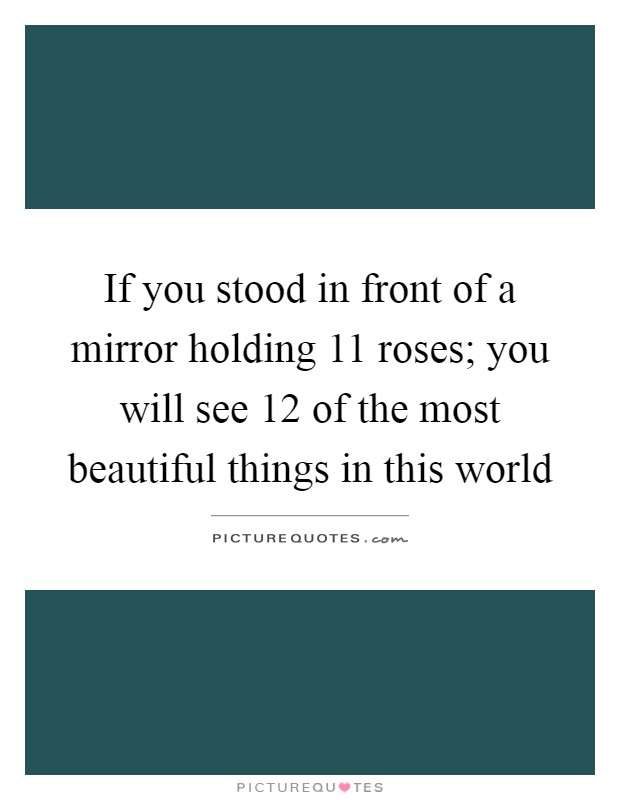 If you stood in front of a mirror holding 11 roses; you will see 12 of the most beautiful things in this world Picture Quote #1